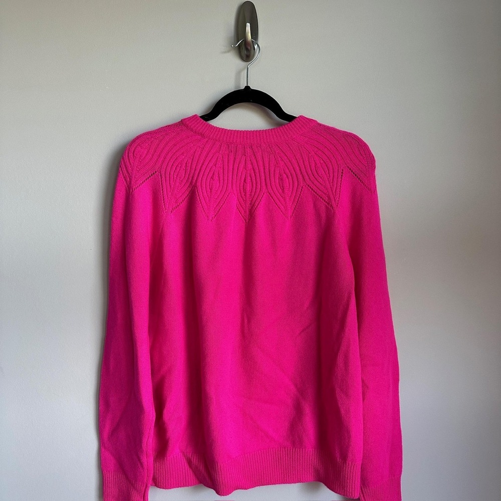 Charter Club Cashmere Sweater Womens Medium Hot‎ Pink Pearl Embellished NWT - Picture 11 of 11